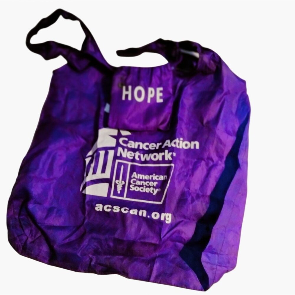 Reusable Purple Tote Bag American Cancer Society Hope Storage Stuff Sack
